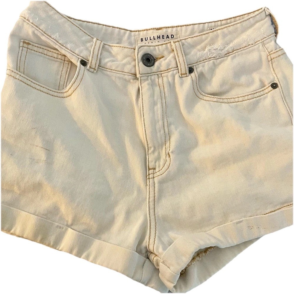 Bullhead Cream Jean‎ Shorts High-Waisted Cuffed size 7 EUC